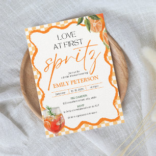 Love at First Spritz Retro Wavy Bridal Shower Invitation