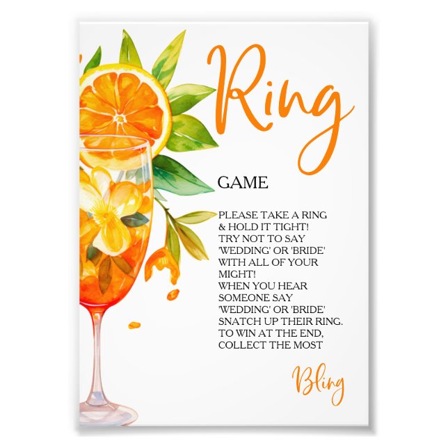 Love at First Spritz Ring Game Hunt Rings Photo Print (Front)