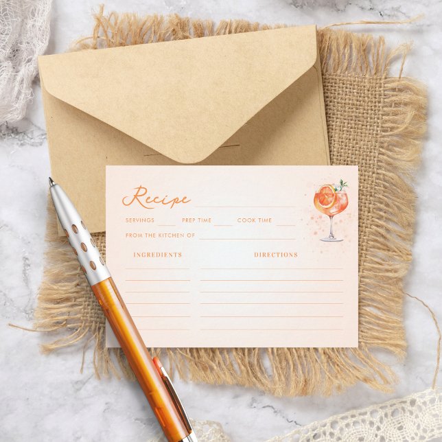 Love at First Spritz Share Recipe Bridal Shower Enclosure Card (Creator Uploaded)