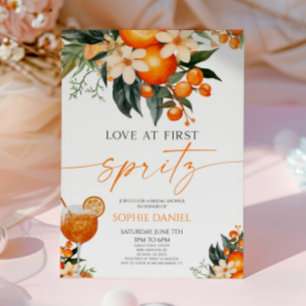 Love At First Spritz Spritzer Orange Bridal Shower Invitation