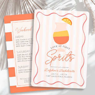 Love at First Spritz Stripe Bachelorette Weekend Invitation