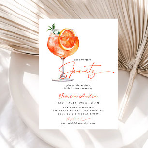 Love At First Spritz Stripes Orange Bridal Shower  Invitation