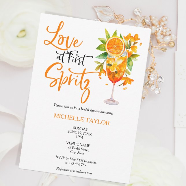 Love At First Spritz Summer Bridal Shower Invitation (Creator Uploaded)