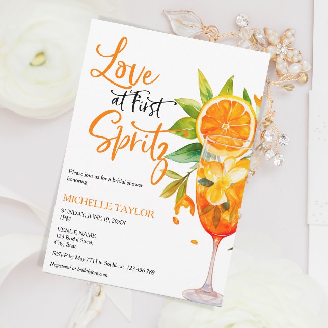 Love At First Spritz Summer Bridal Shower Invitation (Creator Uploaded)