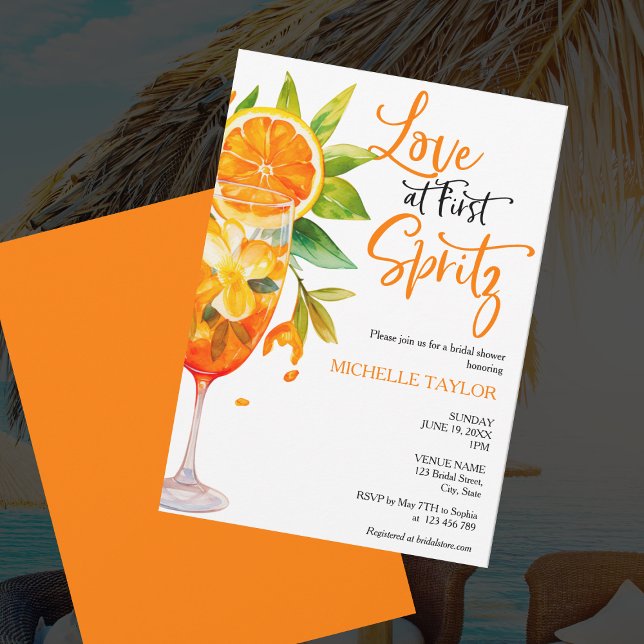 Love At First Spritz Summer Bridal Shower Invitation (Creator Uploaded)