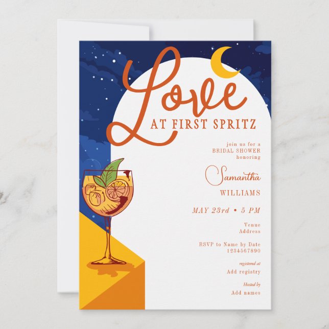 Love At First Spritz Summer Modern Bridal Shower Invitation (Front)