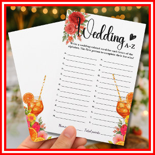 Love at First Spritz Wedding A-Z Bridal Game