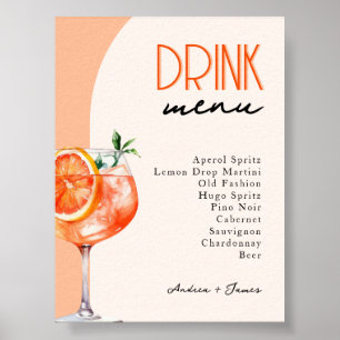 Love at First Spritz Wedding Drinks Menu Poster
