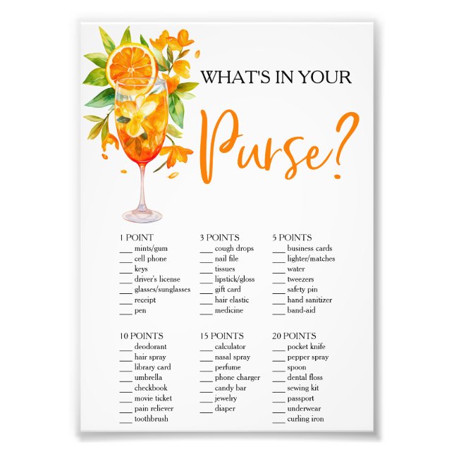 Love at First Spritz What's in Your Purse? Photo Print (Front)