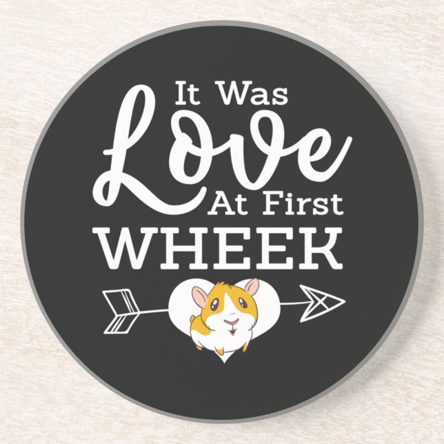 Love At First Wheak Guinea Pig Cavy Roddent Coaster (Front)