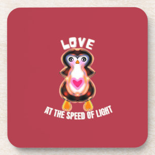 Love at the Speed of Light Penguin Gift Coaster