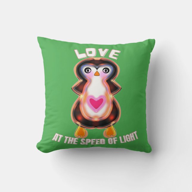 Love at the Speed of Light Penguin Gift Cushion (Front)