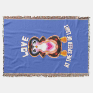 Love at the Speed of Light Penguin Gift Throw Blanket