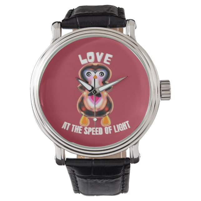 Love at the Speed of Light Penguin Gift Watch (Front)