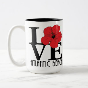 LOVE Atlantic Beach Red Hibiscus 15oz Two-Tone Coffee Mug
