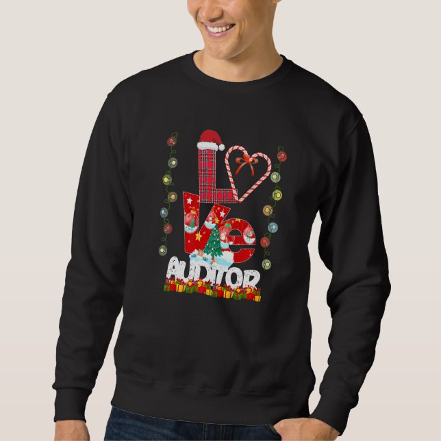 Love Auditor Teacher Santa Hat Candy Xmas Pajama Sweatshirt (Front)