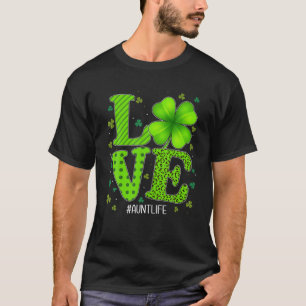 Love Aunt Green Plaid Leopard St Patrick's Day Sha T-Shirt