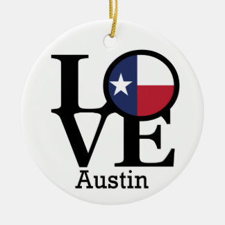 LOVE Austin TX Ceramic Ornament