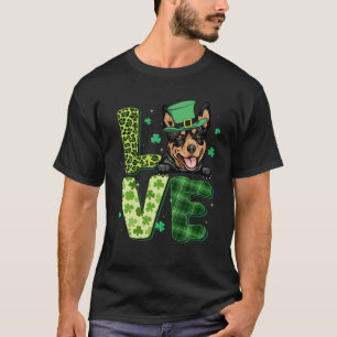 Love Australian Kelpie Leopard Shamrock St Patrick T-Shirt