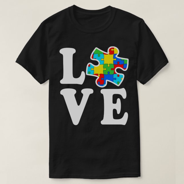 Love Autistic Puzzle Autism Awareness T-Shirt (Design Front)