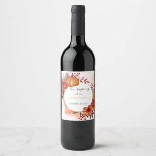 Love Autumn Thanksgiving Rustic Dinner Wine Label