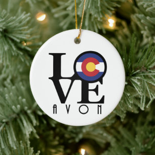 LOVE Avon Colorado Ceramic Ornament