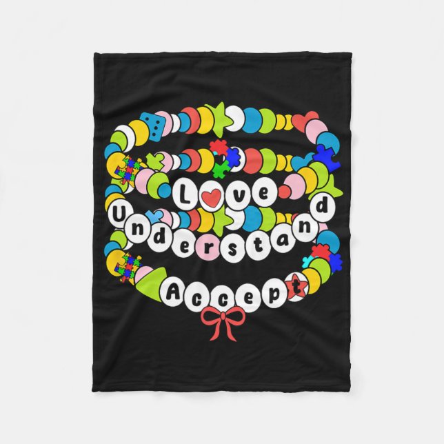 Love Awareness Understanding Autism Accept Autism  Fleece Blanket (Front)