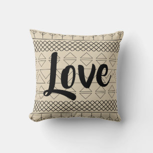 Love Aztec Pattern Print Geometric Southwest Beige Cushion