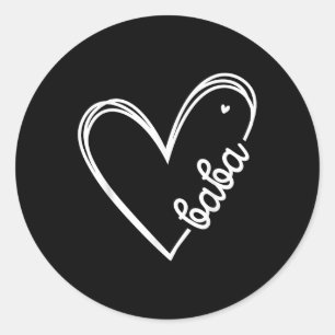 Love Baba Heart Men Fathers Day Birthday  Classic Round Sticker