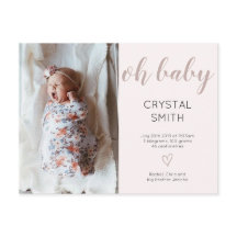 Love baby Girl Birth Announcement Postcard