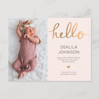 Love baby Girl Birth Announcement Postcard
