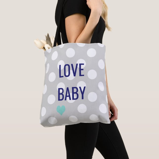 Love Baby Polka Dots Sprinkle Toy Book Shower Tote Bag (Close Up)