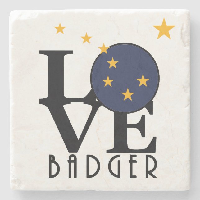 LOVE Badger Alaska Stone Coaster (Front)