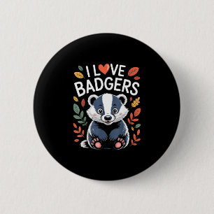 Love badgers cute animal lovers for cosy fall days 6 cm round badge
