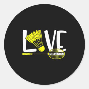 Love Badminton Cute Racket And Shuttle Sports Fan  Classic Round Sticker