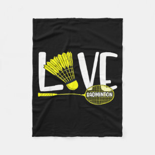 Love Badminton Cute Racket And Shuttle Sports Fan  Fleece Blanket