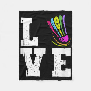 Love Badminton Fan Team Player Distressed Shuttle  Fleece Blanket
