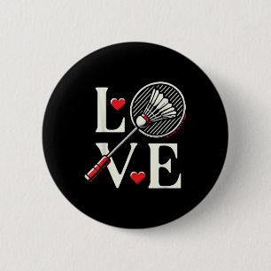 Love Badminton Player Heart Racket Shuttle  6 Cm Round Badge