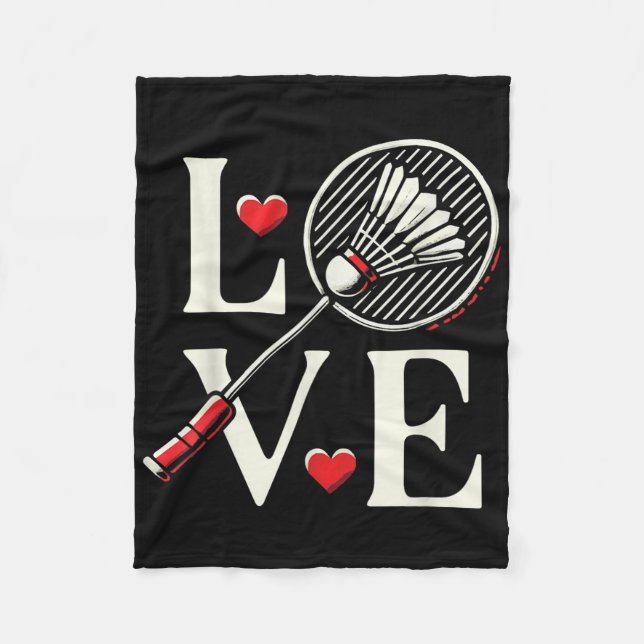 Love Badminton Player Heart Racket Shuttle  Fleece Blanket (Front)