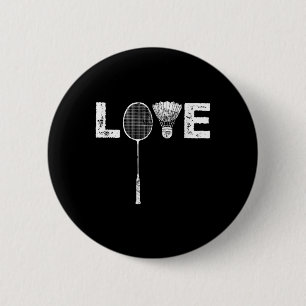 Love Badminton Racket Shuttle Birdie Lover 6 Cm Round Badge