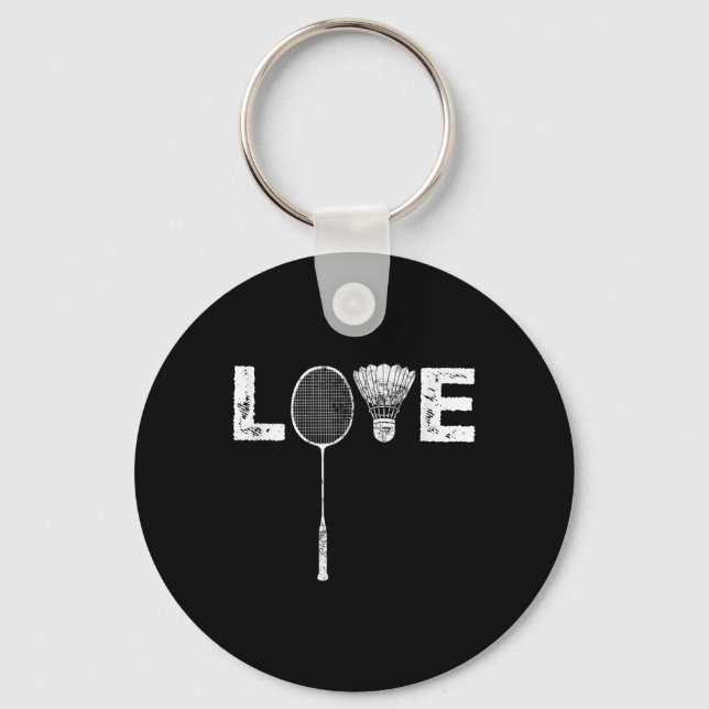 Love Badminton Racket Shuttle Birdie Lover  Key Ring (Front)