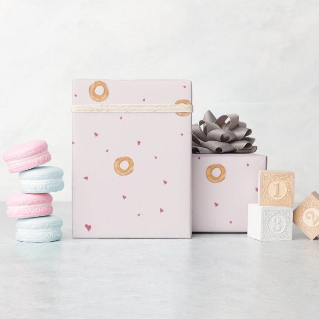 "Love & Bagels" | Cotton Candy Pink Wrapping Paper (Baby Shower)