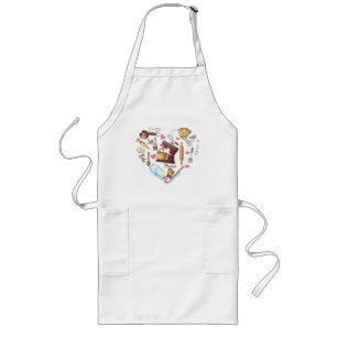 Love Baking Heart Watercolor Long Apron