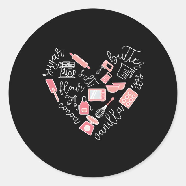 Love Baking Tools For Bakers K Classic Round Sticker (Front)