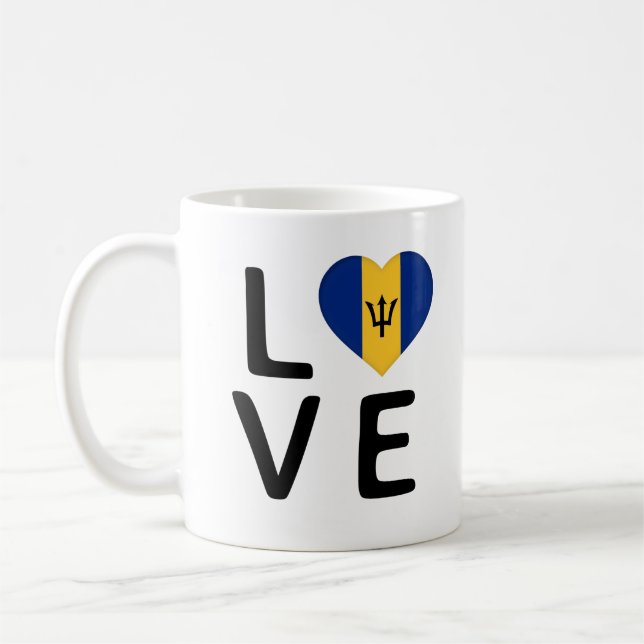 Love - Barbados Flag Coffee Mug (Left)