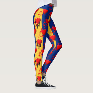 LOVE BARBADOS Flag Red Hearts RUN YOUR RACE Custom Leggings