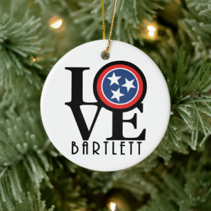 LOVE Bartlett Tennessee Ceramic Ornament