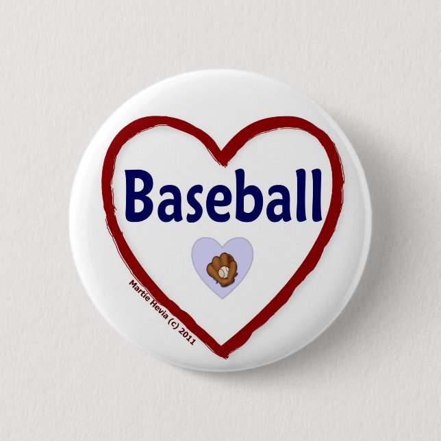 Love Baseball 6 Cm Round Badge (Front)