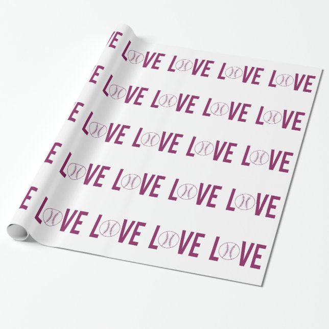 Love Baseball Glossy Wrapping Paper (Unrolled)