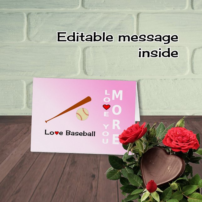 Love Baseball romantic pink sports valentines card (Creator Uploaded)